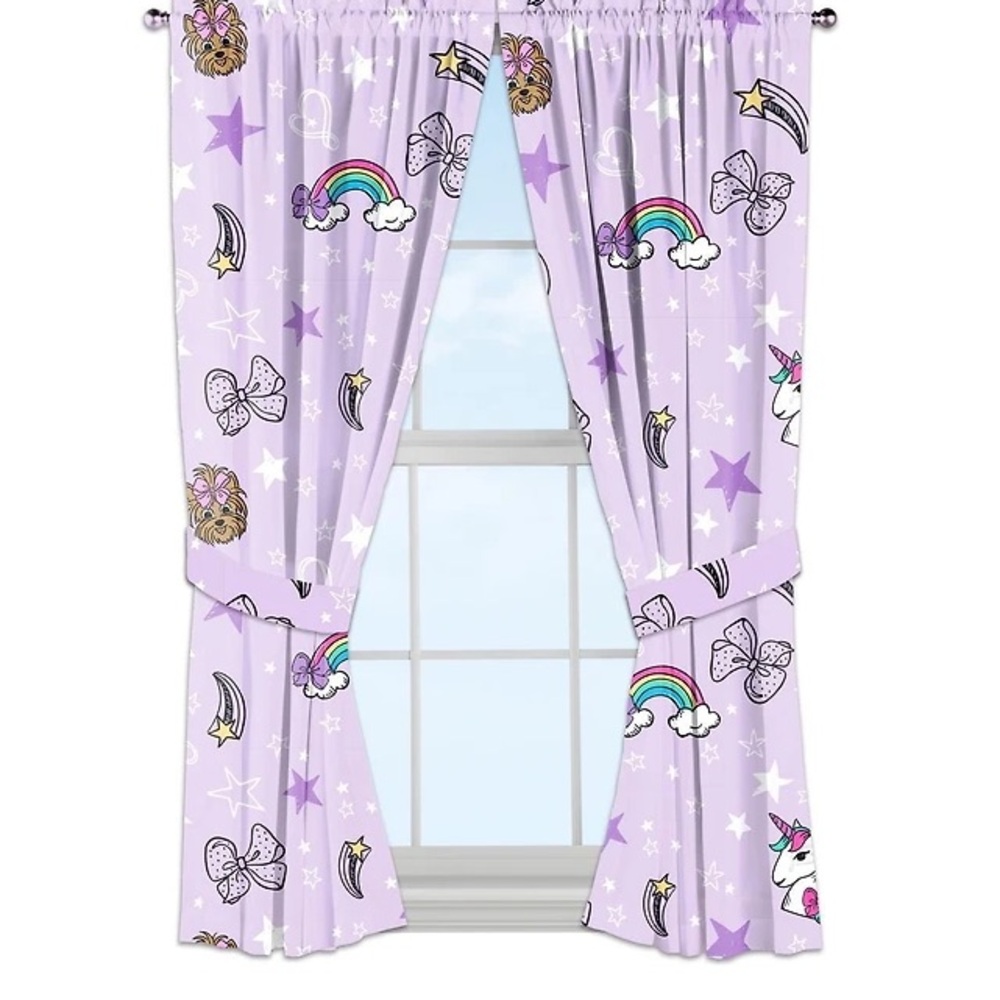 JoJo Siwa Purple Rainbow Unicorn Curtains 42x63 2 panel
